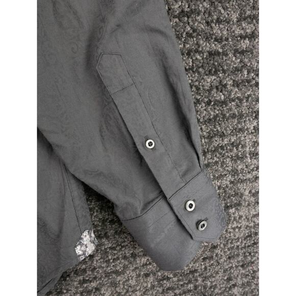 Robert Graham Shirt Mens Large Gray Jacquard Flourish Geomteric Print Designer - Picture 16 of 16